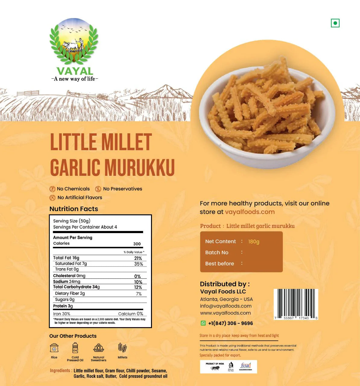 Little millet garlic murukku