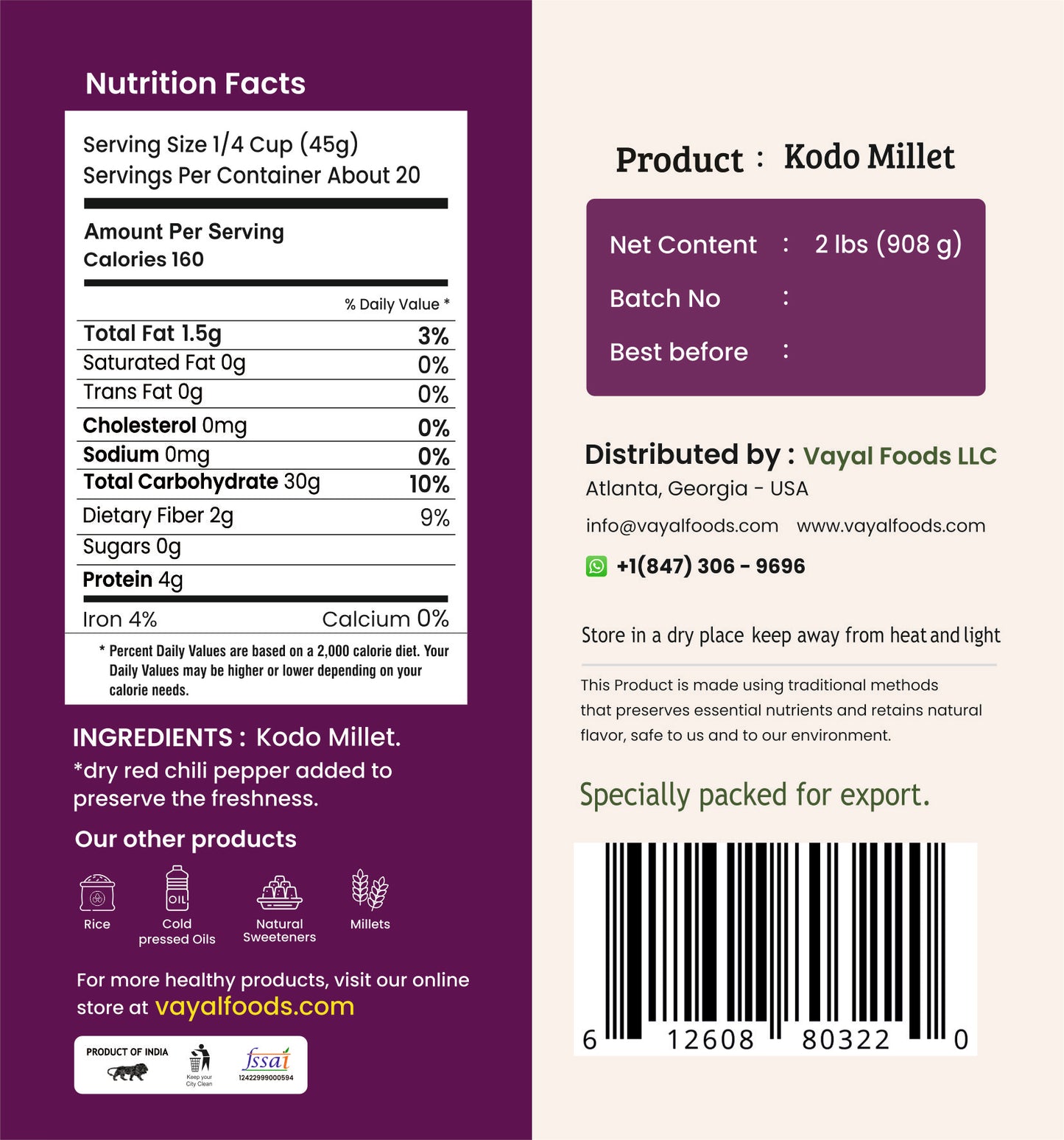 Kodo Millet (Unpolished)