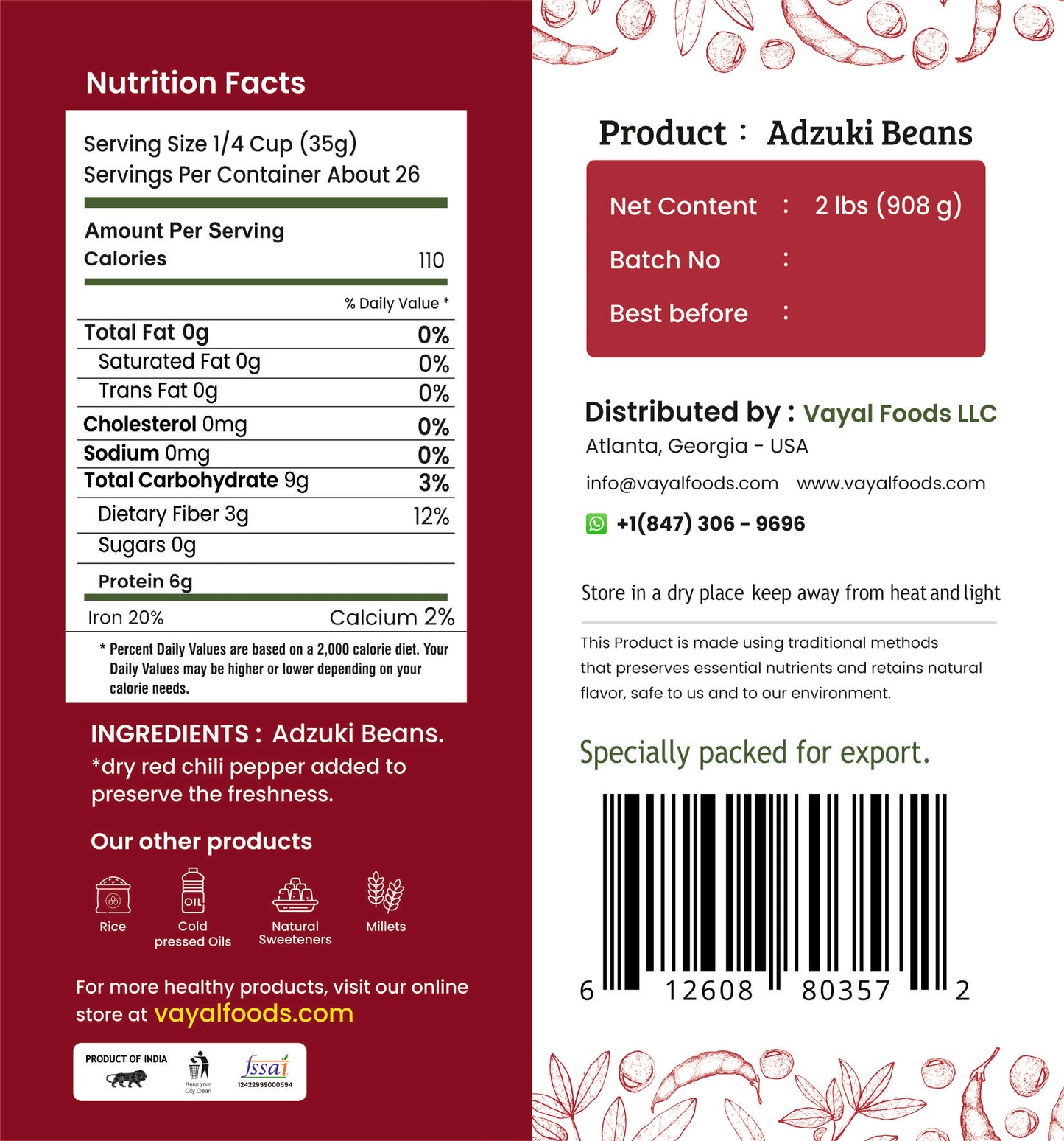 Adzuki Beans (Thatta Payir)