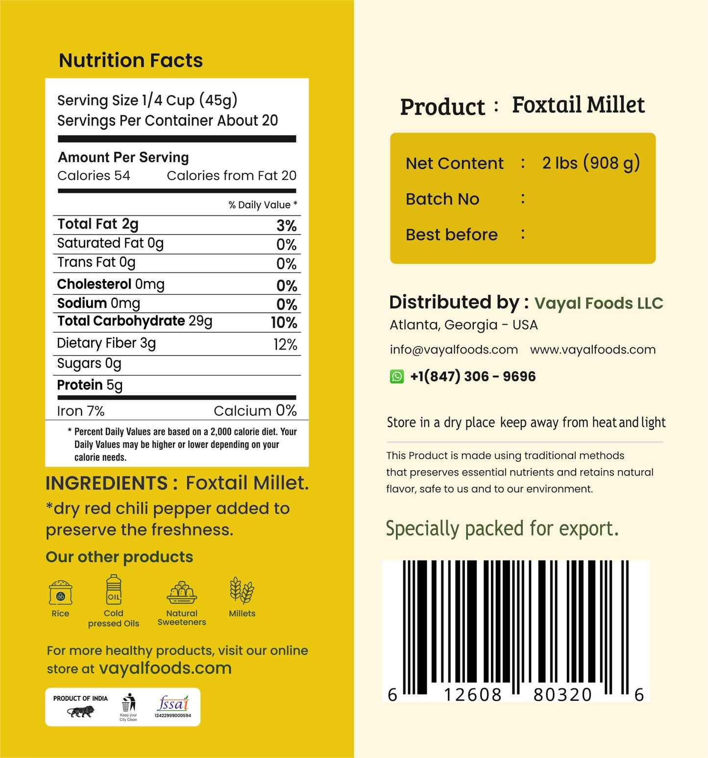 Foxtail Millet (Unpolished)